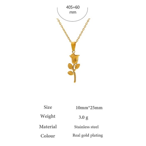 ◾️18k Gold Plated Rose Flower Pendant Necklace - Picture 7 of 9